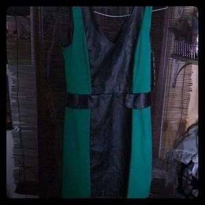 XOXO dress size 11/12 Green Black with leather
